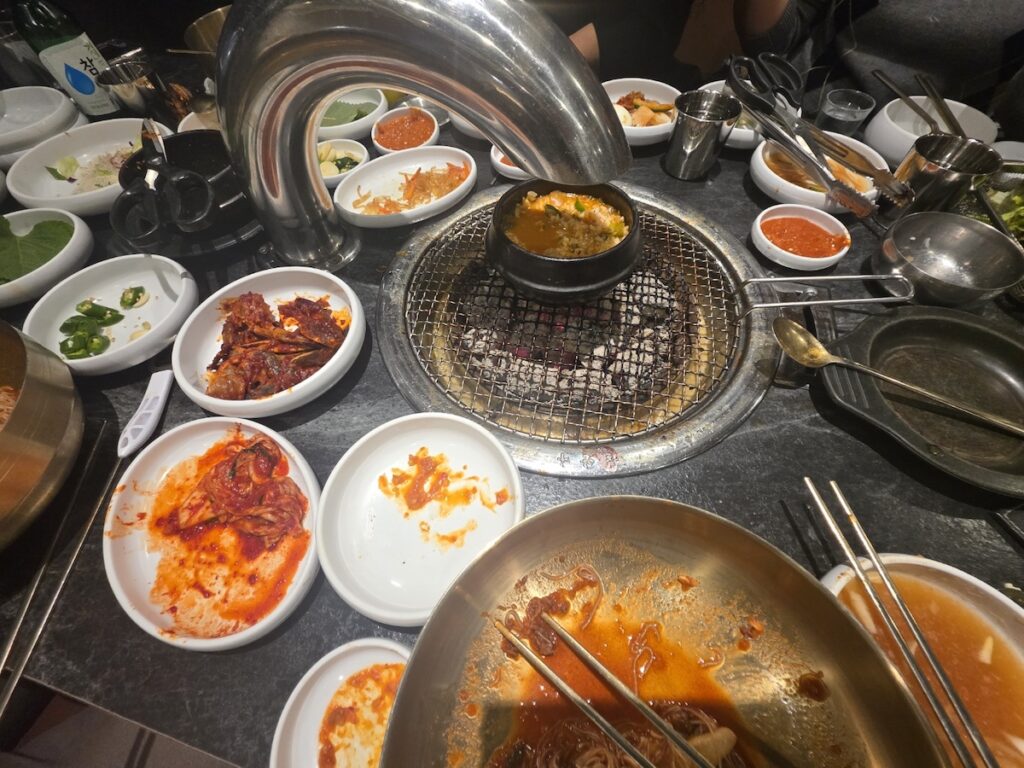 Doenjang-jjigae on a charcoal grill as a Post-BBQ Meal Ritual in Korea
