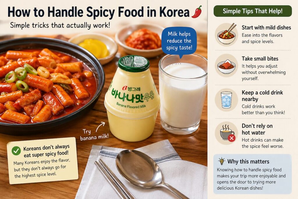 best Korean foods for first time visitors with tips on handling spicy Korean food using banana milk and cold drinks